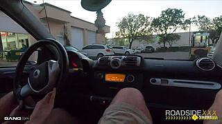 i spot this babe with huge tits roadside she bends for mechanic's hard fuck