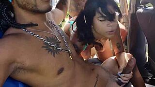 Hey want a ride? they stop the car to fuck me in the wild bush