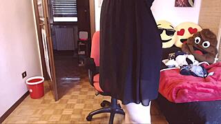 your sexy italian milf stepmom squirts wild orgasms fingering at desk??