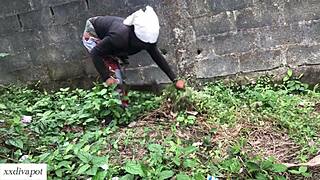 horny farm babe's wet pussy throbs in doggystyle ecstasy with stepbrother's big cock on ranch land