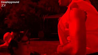 jade kush plays chun li chained up taking two monster cocks doggystyle cowgirl cumshots