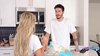 Petite Asian teen shaves pussy begs stepbro fuck big cock POV