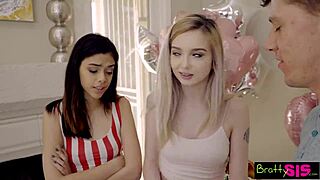 two skinny teen stepsisters loving every thrust from their stepbro taboo style 🔥🍆