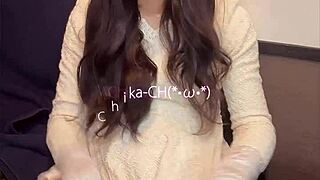 Prim ladyboy in mini dress masturbates quietly and cutely