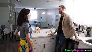 stepdaughter drops to knees deepthroating stepdad's cock till orgasm