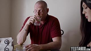 Big ass petite teen lets horny stepdad smash her from behind