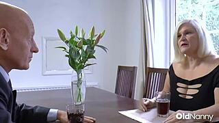 busty mature lacey starr bends over to persuade boss paul black with her curves