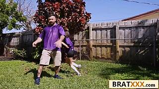 Game day babe rides stepdad dick harder than cheering 🏈🍆💦