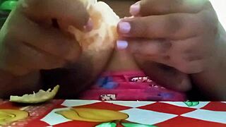 that naughty believer babe sucks juicy tangerine in lingerie tease