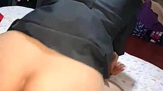 Naughty teen secretary begs boss to cum outside her tight pussy