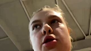 18yo blonde bbw gets hardcore fucked in public gym risking exposure