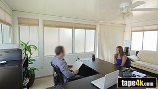 imagine this cute teen bending over the desk for a rough loan fuck