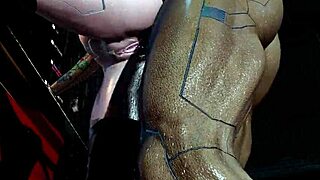 cyberpunk slut's tight asshole stretched anal in public outdoors