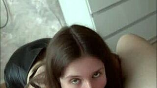 She slurps his cock so sloppy then gulps down every sticky drop