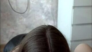 She slurps his cock so sloppy then gulps down every sticky drop