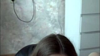 She slurps his cock so sloppy then gulps down every sticky drop