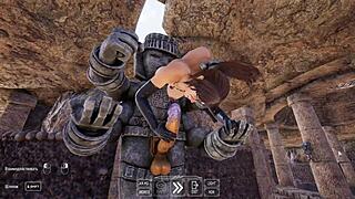 Lara Croft deepthroats huge cock to activate ancient statue 3D hentai 🔥🍆