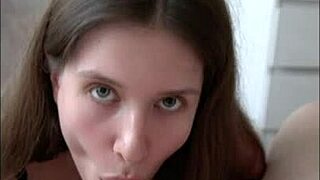 She slurps his cock so sloppy then gulps down every sticky drop