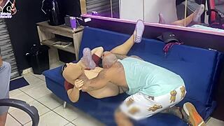 wife fucks tattoo artist while cuckold husband watches gaping pussy close