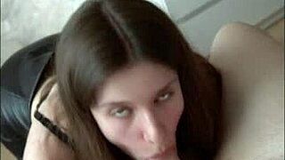 She slurps his cock so sloppy then gulps down every sticky drop