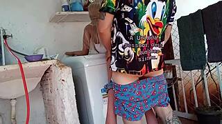 gostosa esposa sneaks outdoors with sex toy betraying her husband