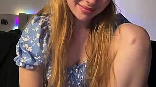 This blond teen bends over doggystyle fingering her wet shaved pussy on cam