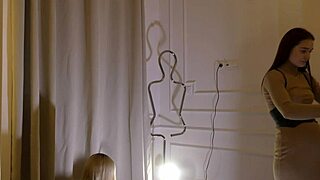 skinny girl meets lesbian girlfriend for fake porn casting no panties