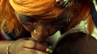 Man spreads and licks ex-girlfriend's wet ebony pussy on cam