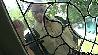 Mofozocom mature brunette seduces mechanic with sloppy deepthroat blowjob anal assfucking and rough orgasm