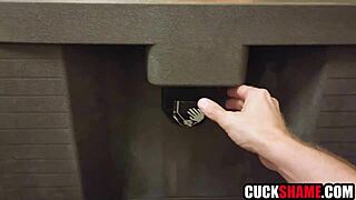 Cuckold husband watches wife take sloppy big black cock pounding
