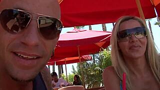 Fingering gaping blonde milf Lisa DeMarco's shaved pussy before deepthroat doggystyle pounding.