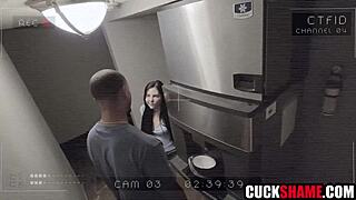 Cuckold husband watches wife take sloppy big black cock pounding
