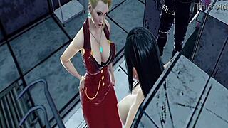 tifa writhes in agony as ocelot's machine pounds her massive tits relentlessly in the dungeon.