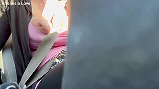 artemisia flashes huge tits during wild car ride horny milf