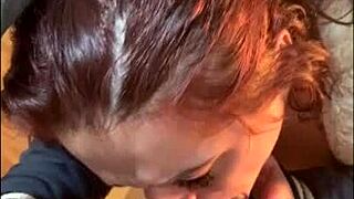 hey, 100 reais or a mystery blowjob? watch her gag on monster cock, swallow every drop in humiliation