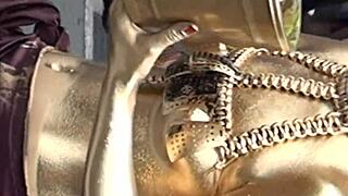 Osu gold powder show features costume slip exposing full nipples