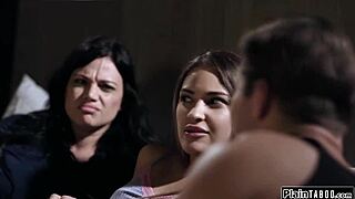 StepMom And StepSon Pound Roommate's Petite Pussy In Dorm Taboo 3some?