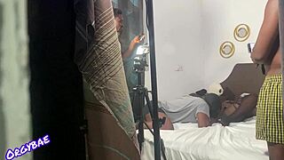 milf slut backstage fingers shaved pussy licks monster cock before shoot