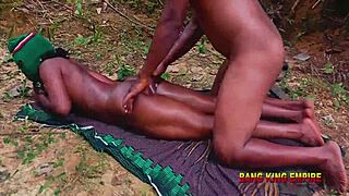 Ebony milf Mirabel slams huge monster cock deepthroat doggystyle creampie outdoor rough!