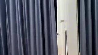 Skinny 18yo asian swallows cum after fitting room suckfest?