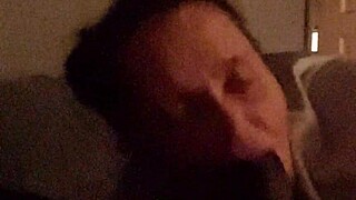 She goes deep on beautiful big black cock in homemade interracial blowjob