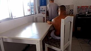 horny married slut barebacks huge black cock while cuck washes dishes