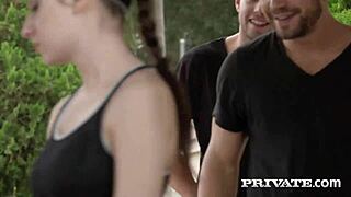 Pale Rebecca Volpetti Milks Two Monster Cocks With Her Shaved Pussy And Mouth