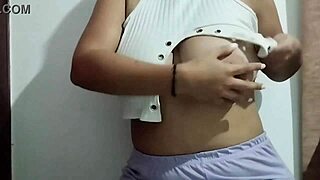 Milf massages her huge natural tits with so much horny pleasure, real homemade