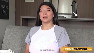 bbw latina teacher with massive tits gags on huge cock in rough pov throat fuck casting