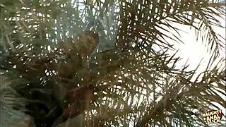 Super sexy couple bangs hard by the pool in heels doggystyle then cumshots