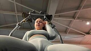 blonde teen masturbates hard in public gym flashing big natural tits orgasming