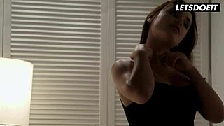 Lana Roy strokes it then rides boyfriend's huge cock