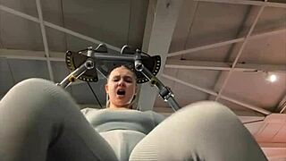 blonde teen masturbates hard in public gym flashing big natural tits orgasming