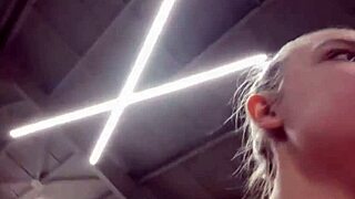 blonde teen masturbates hard in public gym flashing big natural tits orgasming